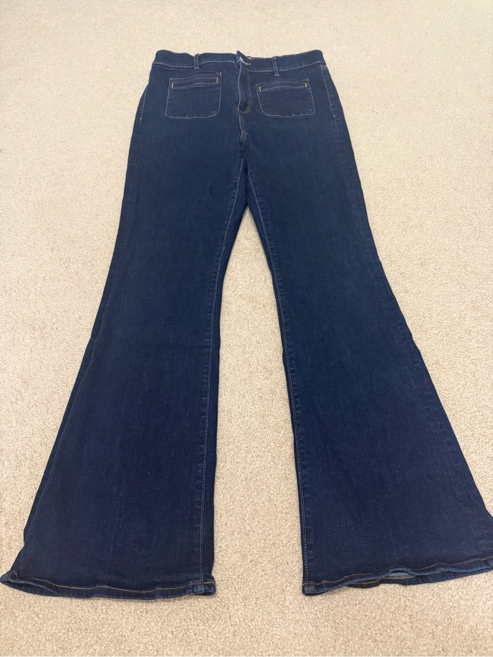 LOFT Dark Indigo Flare Jeans - High Rise Wide Leg